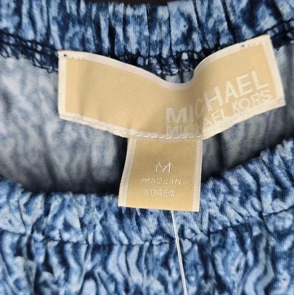 MICHAEL Michael Kors Cold Shoulder Blouse Sz Medium Gold Chain Straps - Picture 6 of 6